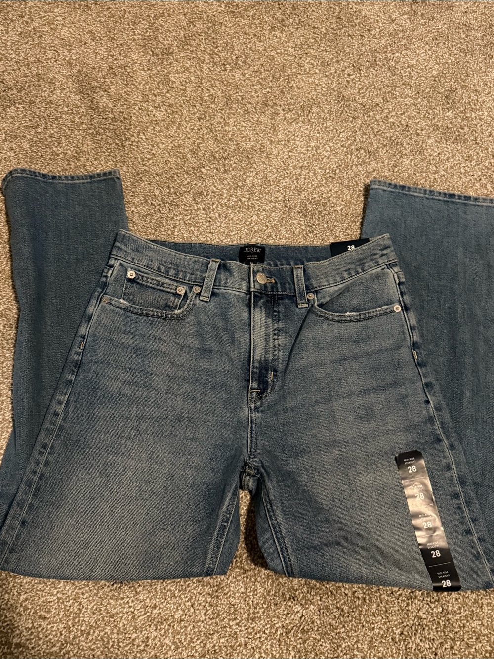 J. Crew Mid-Rise Straight-Leg Jeans in Medium Blue Wash - Picture 4 of 5